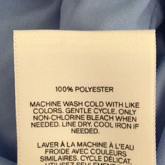 Express Light Blue Black Vertical Stripe Tab Sleeve Collared Shirt Dress NEW - Picture 15 of 15